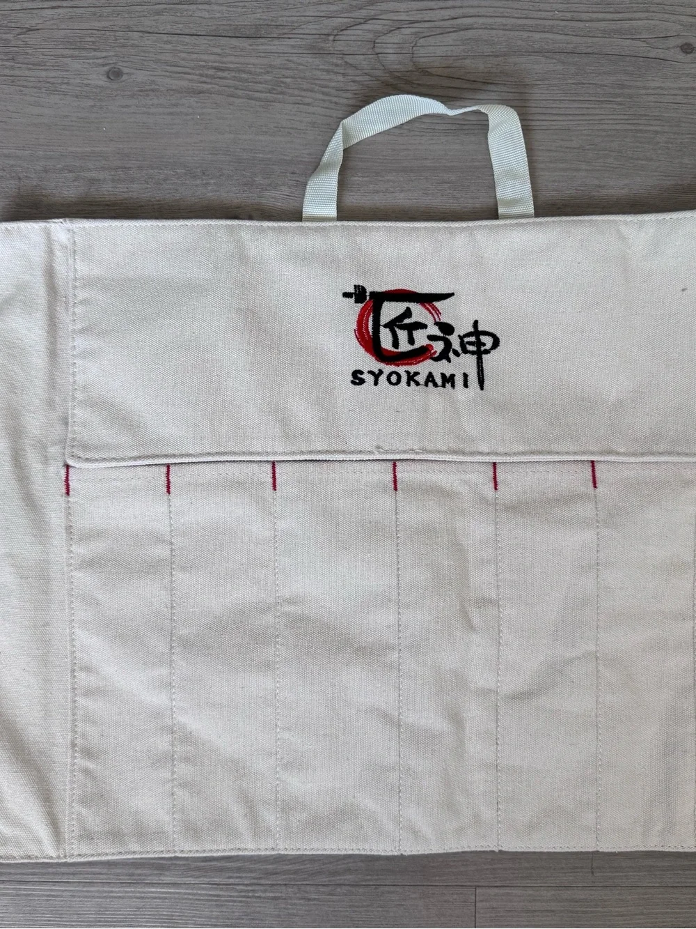 Syokami white canvas roll up storage bag